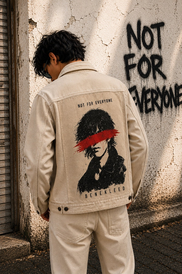 Unisex Mood Switch Relaxed Denim Jacket with Swappable Graphic Patch