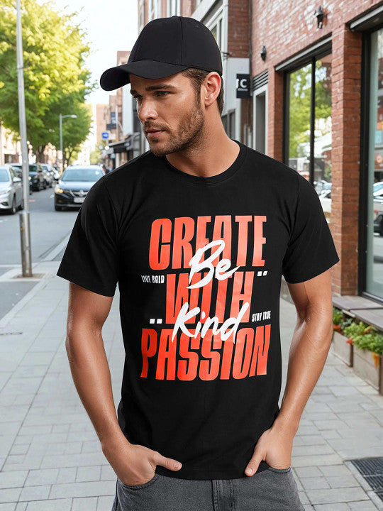 MenTypography Printed Regular T-shirt