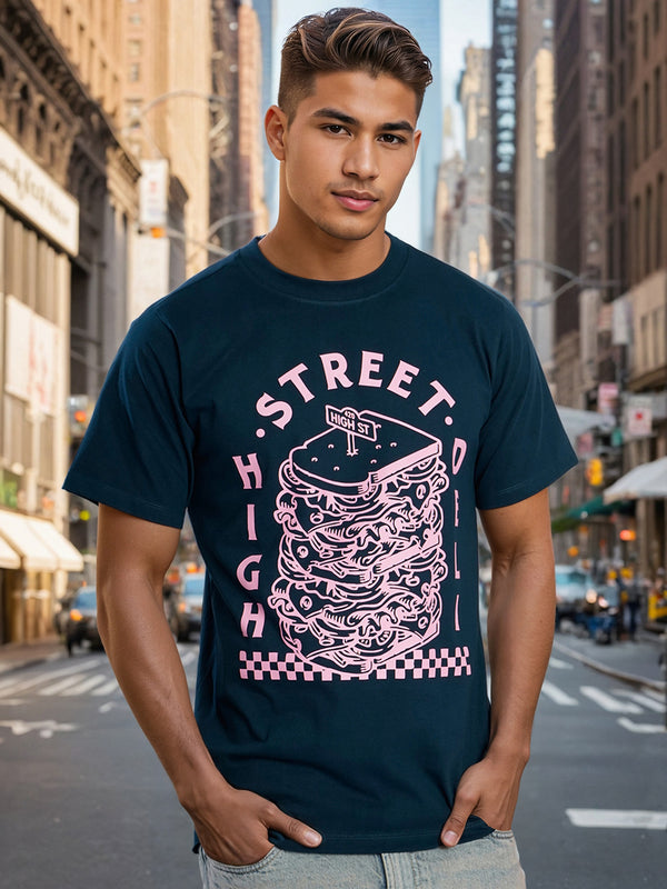 Men Teal Graphic Print T-shirt
