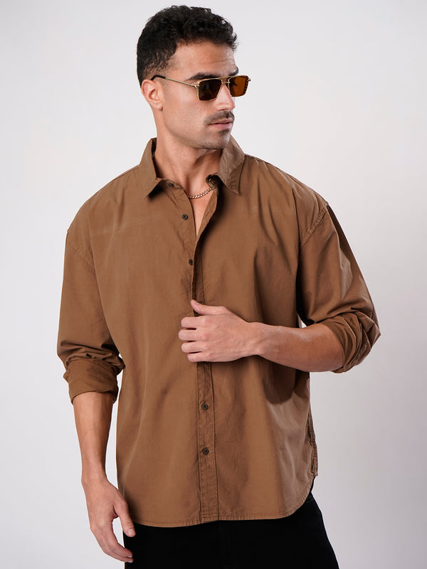 Men Oversized Cotton Shirt With Drop Shoulder