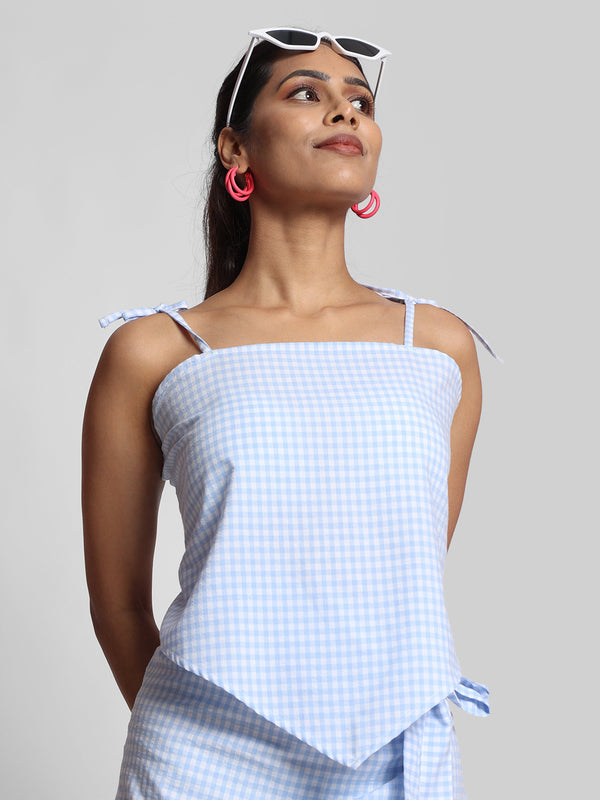 Women Scarf Style Checkered Top