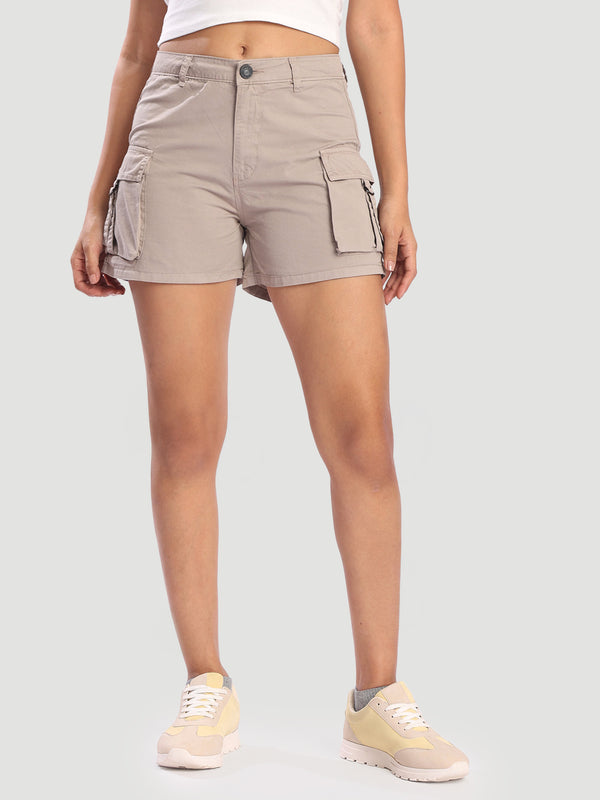 Women Dark Grey Cargo Shorts