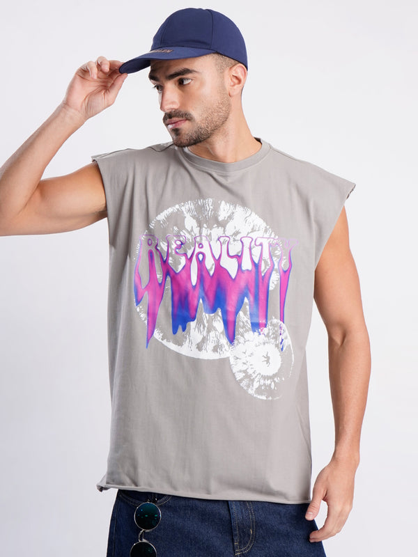 Men Oversized Graphic Sleeveless T-shirt