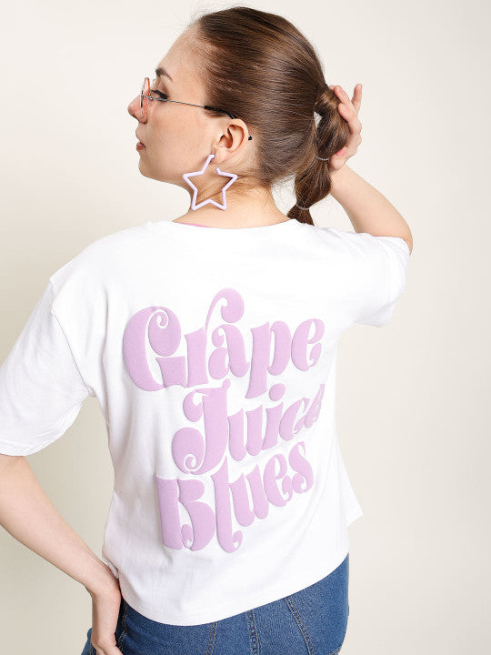 Women Topographic Print Crop Boxy T-Shirt