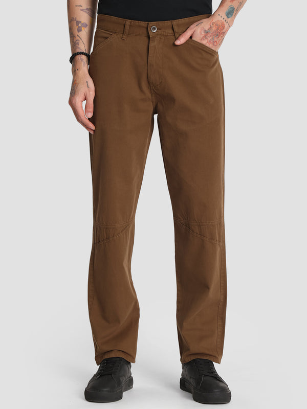 Men Relaxed Workwear Panelled Casual Trouser