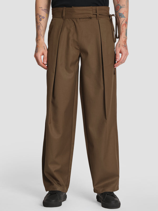 Men Mid-Rise Relaxed Fit Korean Style Pleated Casual Trouser