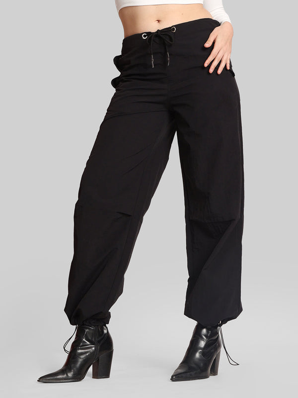 Women Loose Fit Pure Cotton Parachute Cargo Trouser