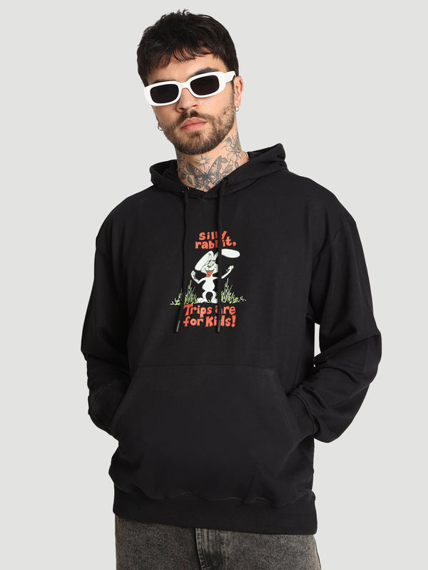 Men Light Weight Kangaroo Pocket Graphic Printed Off White Hoodie