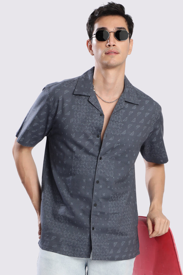 Mens Resort Collar Abstract Print Shirt
