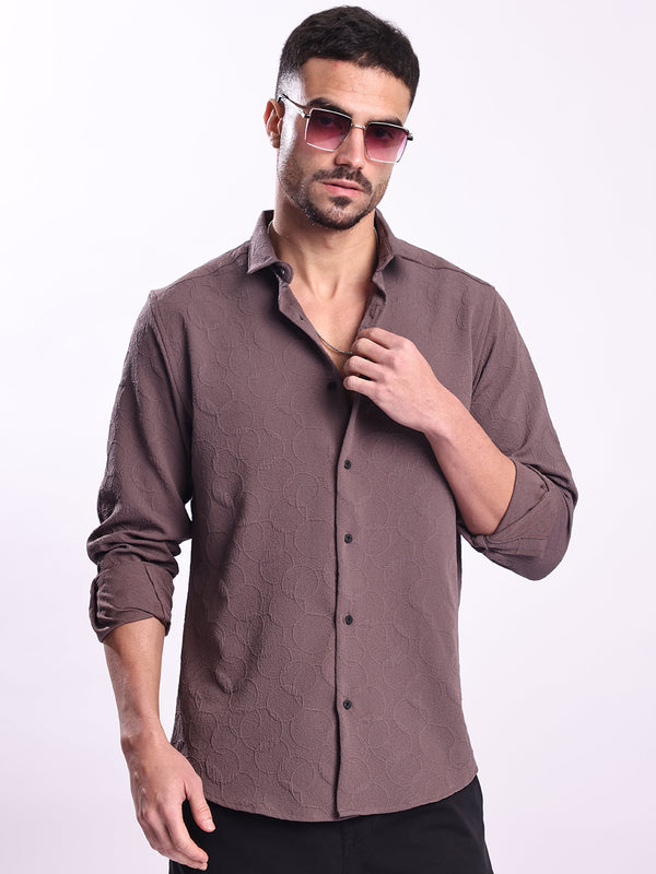 Men Purple Textured Casual Shirt
