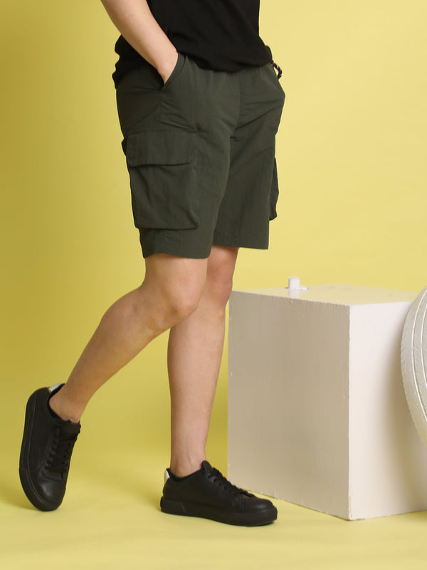 Men's Crushed Nylon Relax Fit Cargo Shorts