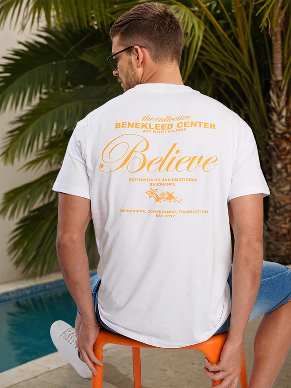 Men White Typography Print Cotton T Shirt