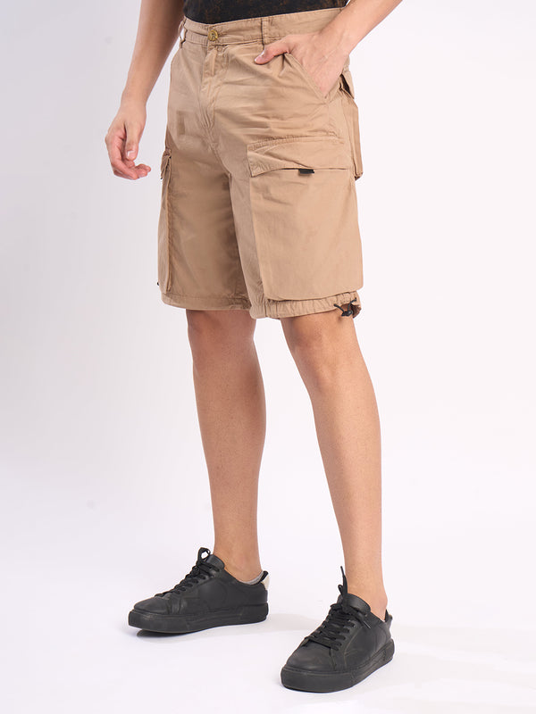 Men Beige Relaxed Cargo Shorts