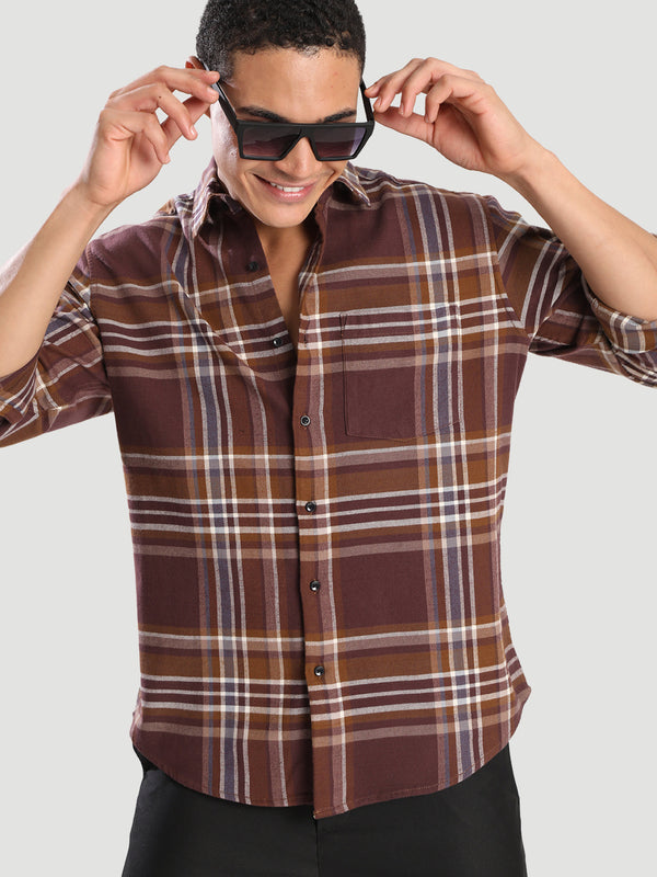 Men Printed Cotton Regular Fit Spread Collar Shirt