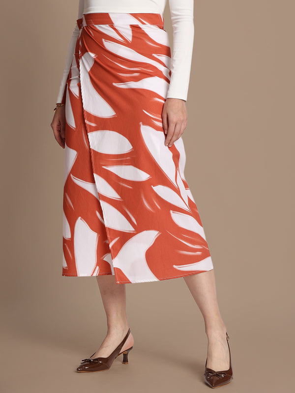 Women Printed Wrap-Around Maxi Skirt