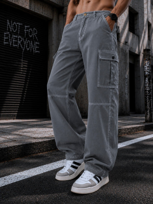 Men Relaxed Contrast Stitch Cargo Trouser