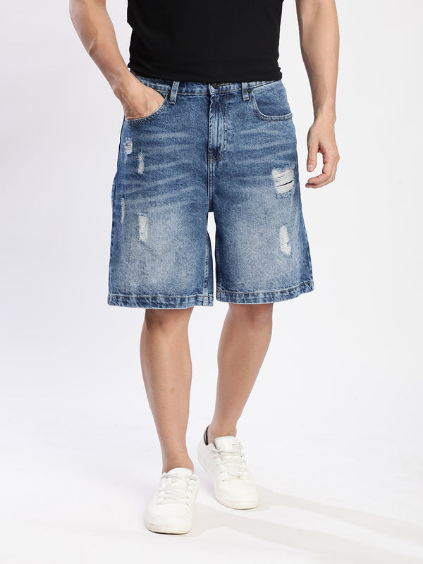 Men Loose Fit Distressed Shorts