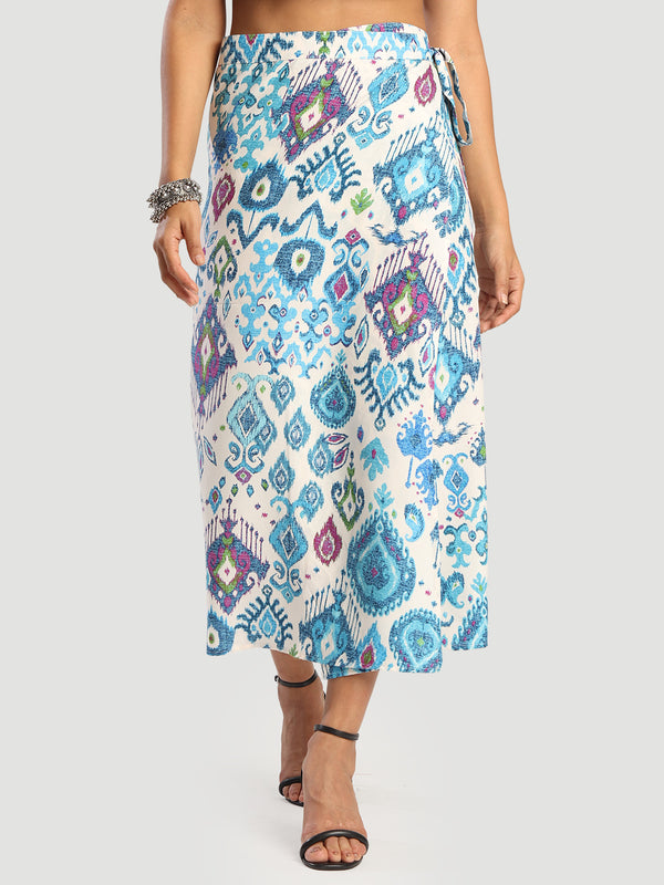 Women indie Printed Wrap-Around Maxi Skirt