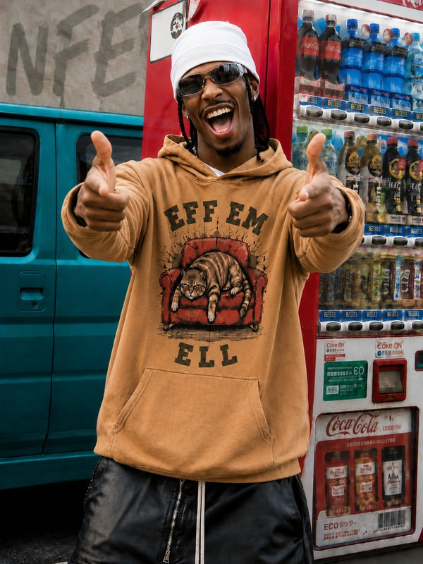 Men Relaxed Graphic Printed Hoodie Sweatshirt