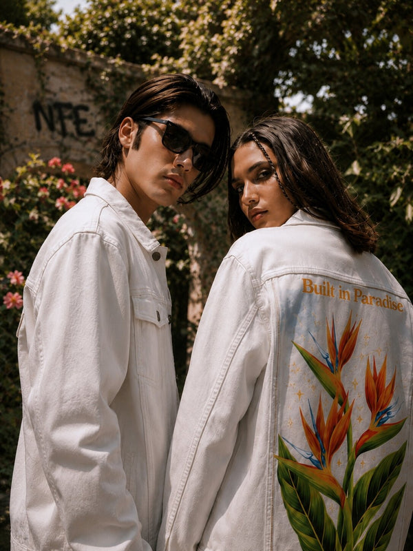 Unisex Mood Switch Relaxed Denim Jacket with Swappable Graphic Patch
