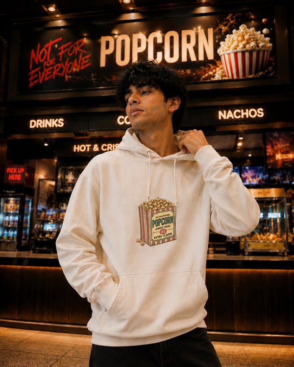 Men White Graphic Relaxed Hooded Sweatshirt