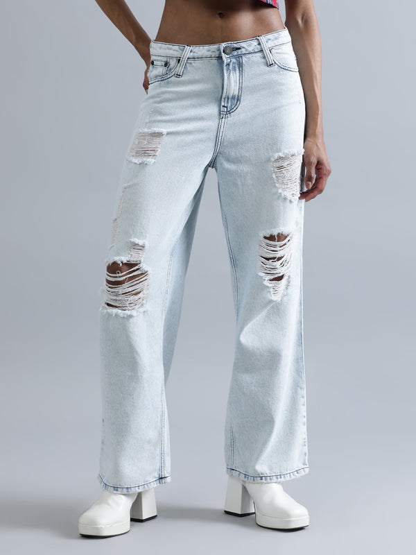 Women's Relaxed Fit High-Rise Light Shade Jeans