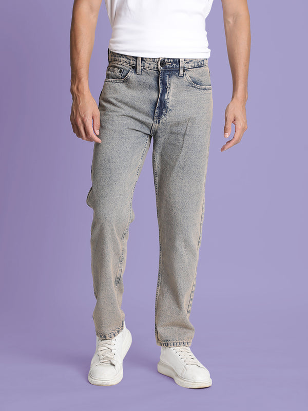 Men Washed Blue Dyed Relaxed Fit Jeans