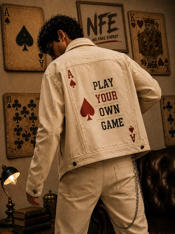Unisex Mood Switch Relaxed Denim Jacket with Swappable Graphic Patch