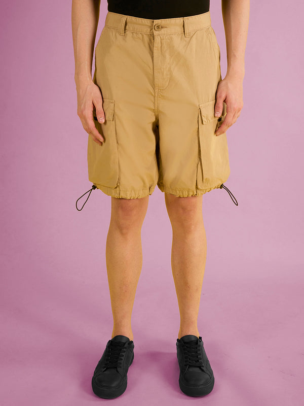 Men Solid Relaxed Fit Cargo Shorts