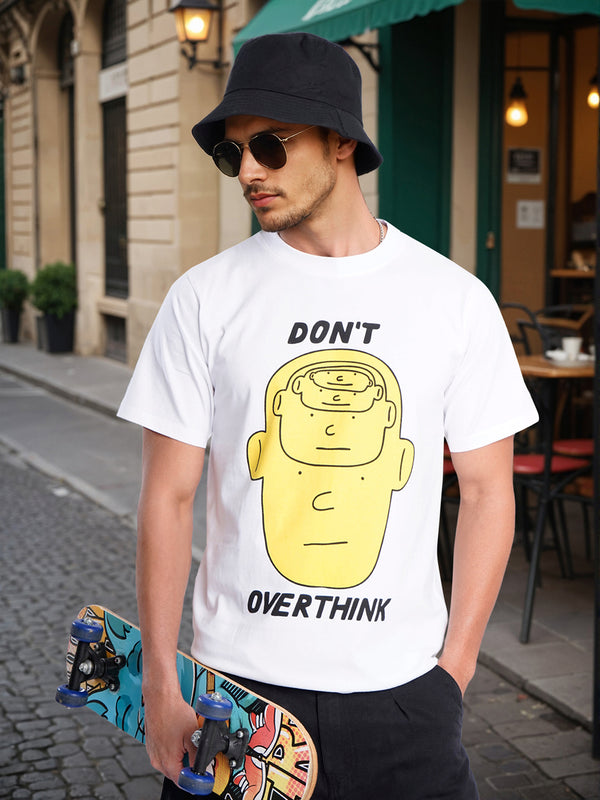 Men White Graphic Print T Shirt