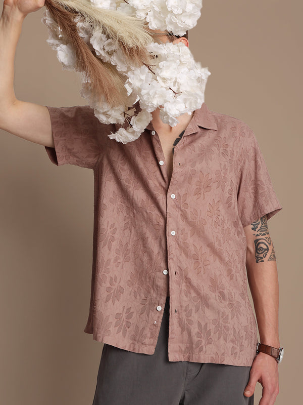 Men Solid Regular Fit Floral Textured Casual Shirt