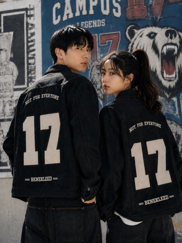 Unisex Mood Switch Relaxed Denim Jacket with Swappable Applique Patch