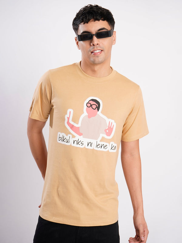 Men Tan Graphic print T Shirt
