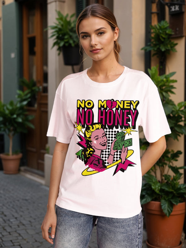 Women White Graphic Oversized T Shirt