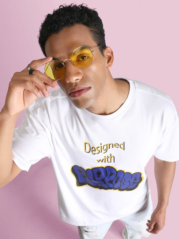 Mens White Typography Printed T-Shirt
