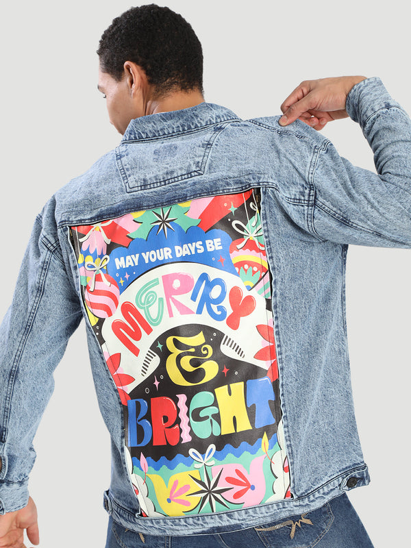 Unisex Oversized Denim Jacket With Swappable Graphic Patch
