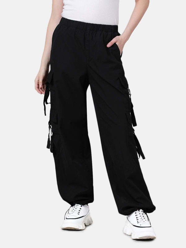Women Solid Cargo Trousers