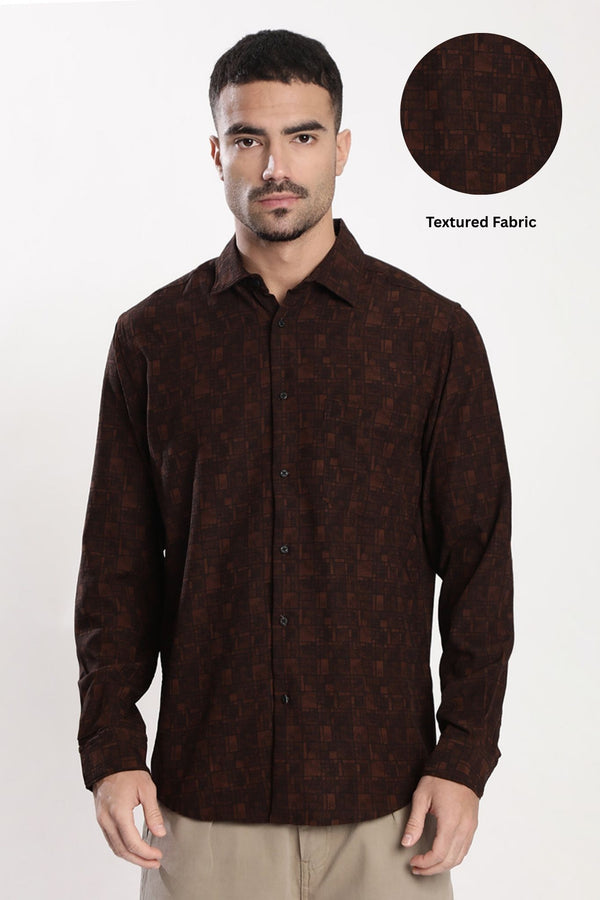 Men Brown Geometric Printed Shirt