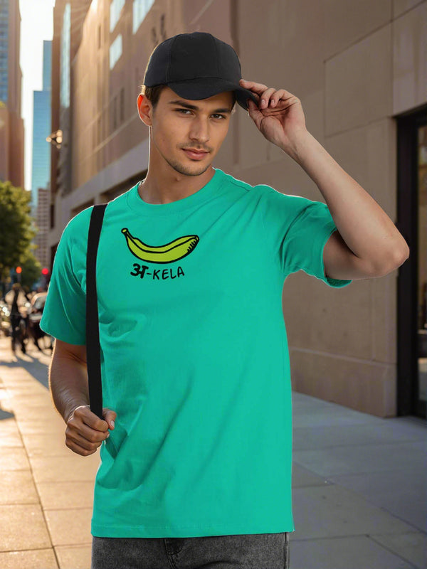 Men Turquoise regular fit  Graphic printed T Shirt