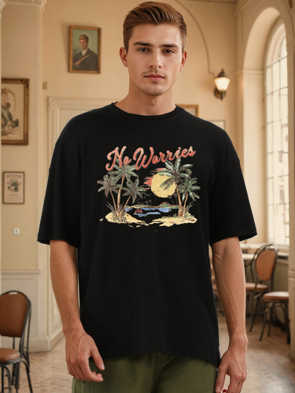 Men Over size drop Shoulder Grahic T Shirt