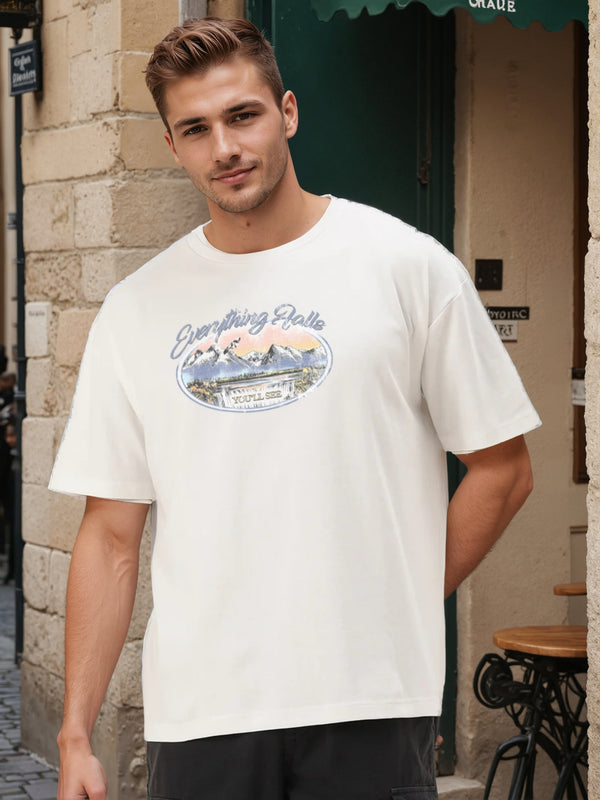 Men Over size drop Shoulder Grahic T Shirt