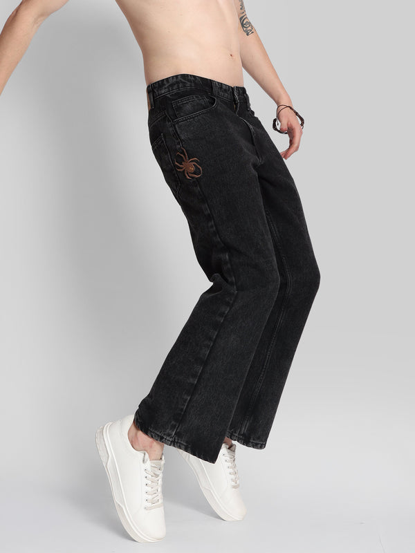 Men Bootcut Spider Badg Jeans