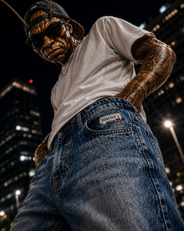 Men Blue Badge Heavy Washed Relaxed Fit Jeans