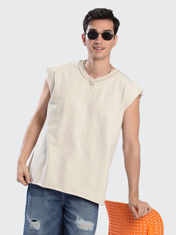 Men Off-White Oversized Sleeveless Tee