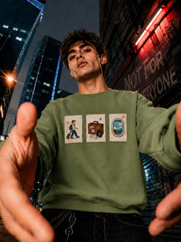 Men Green Relaxed Mood Swytch Graphic Sweatshirt