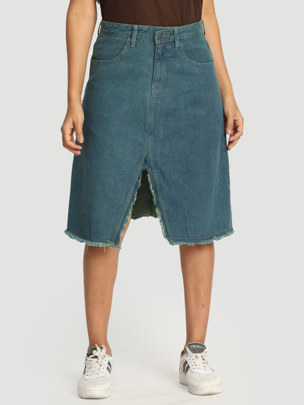Women Denim regular fit denim skirt