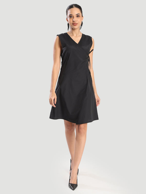 Women Satin Midi Tie Up Party Dress