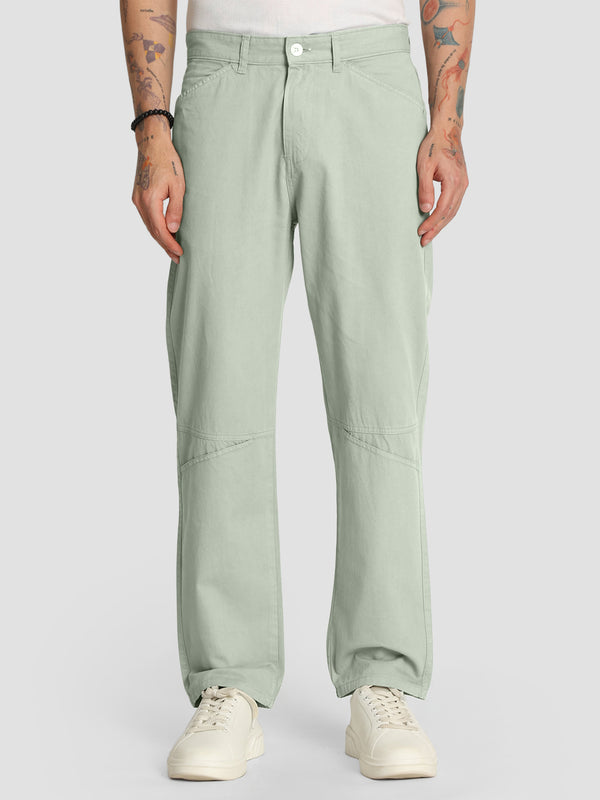 Men Relaxed Fit Solid Cut & Sew Casual Trouser