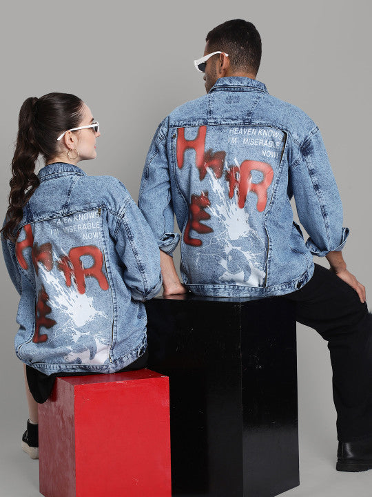 Unisex Oversized Denim Jacket With Swappable Graphic Patch