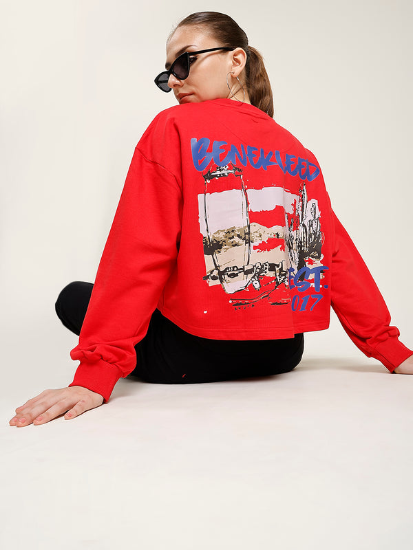 Women Red Over size Sweatshirts